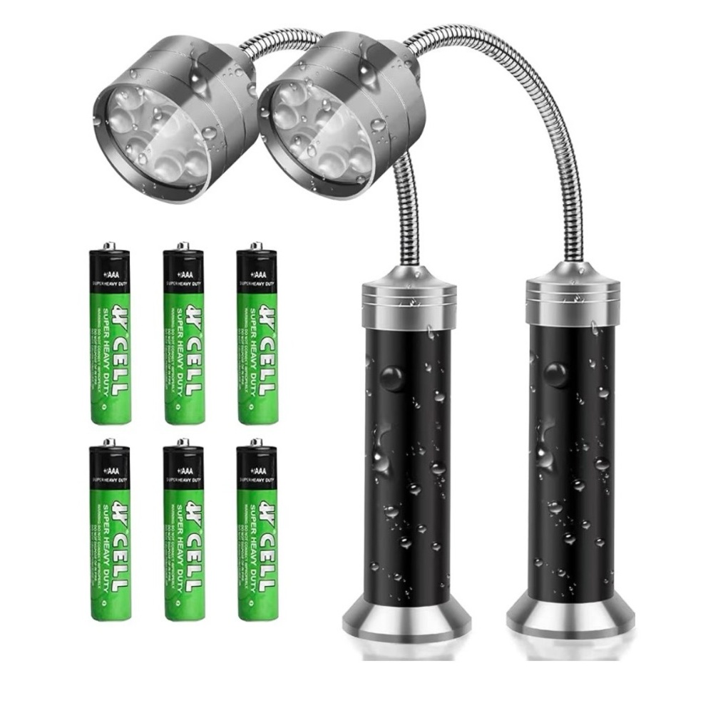 Flexible Dual-Head LED Reading Light - Black/Silver